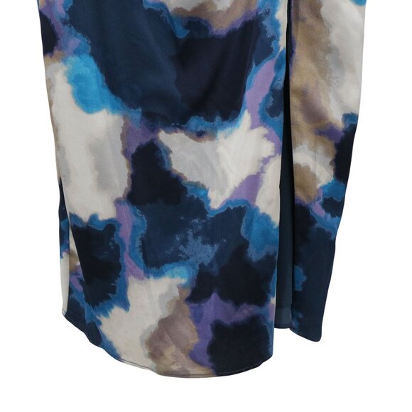 NWT TAYLOR Watercolor Abstract Satin Sleeveless Ruched Midi Dress 6 - Picture 3 of 5